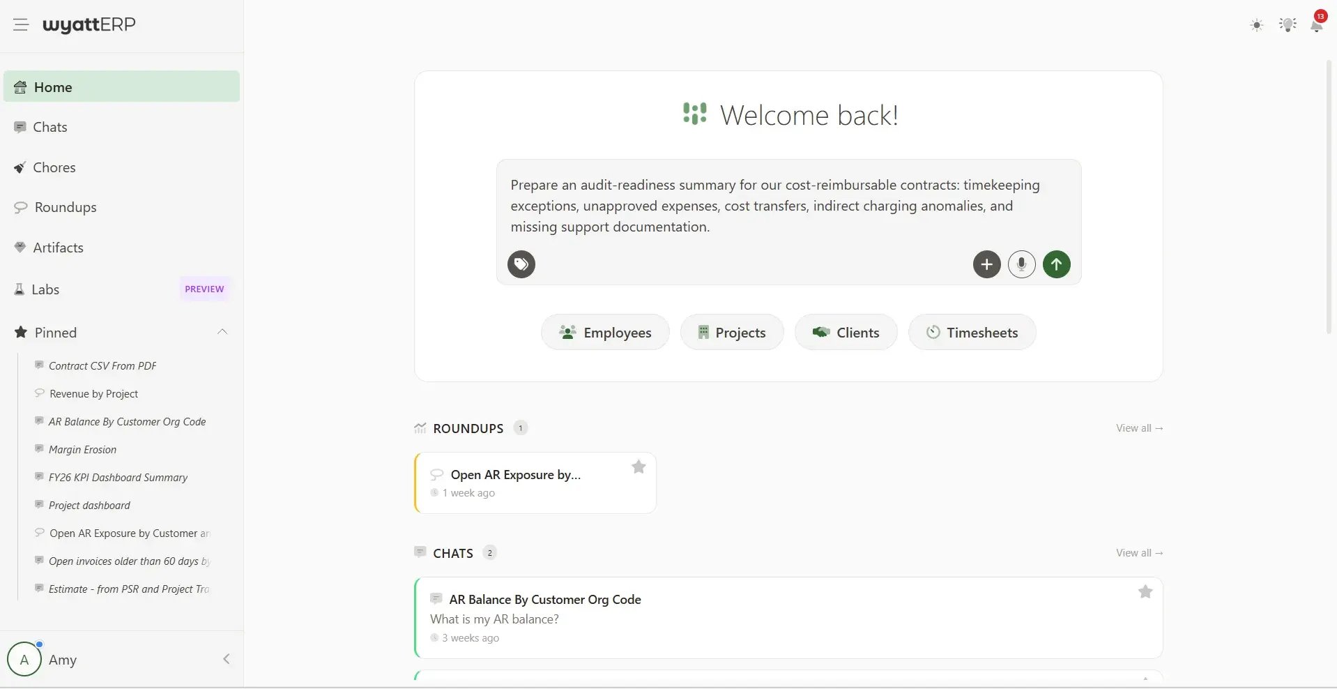 Champ Agents home page with a prepared audit-readiness question